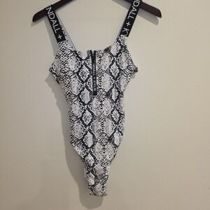 Kendall + Kylie Jenner Animal print Snake Logo Zipper Two Piece Swimsuit Size M
